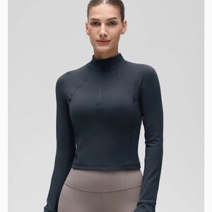 Butterlux Long Sleeve Quarter Zip Top in True Navy NWOT CRZ YOGA